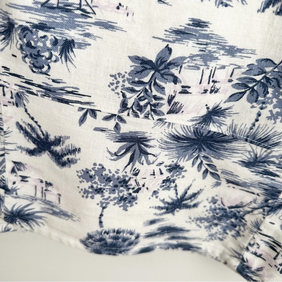 Abercrombie Tropical blue print linen crop top Sz. L - Picture 6 of 7